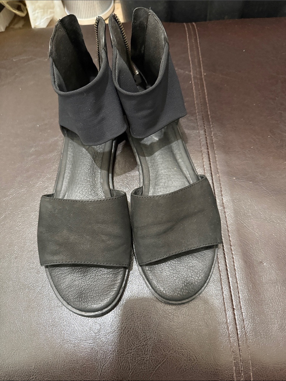 Eileen Fisher Black Open-Toe Ankle Cuff Sandals